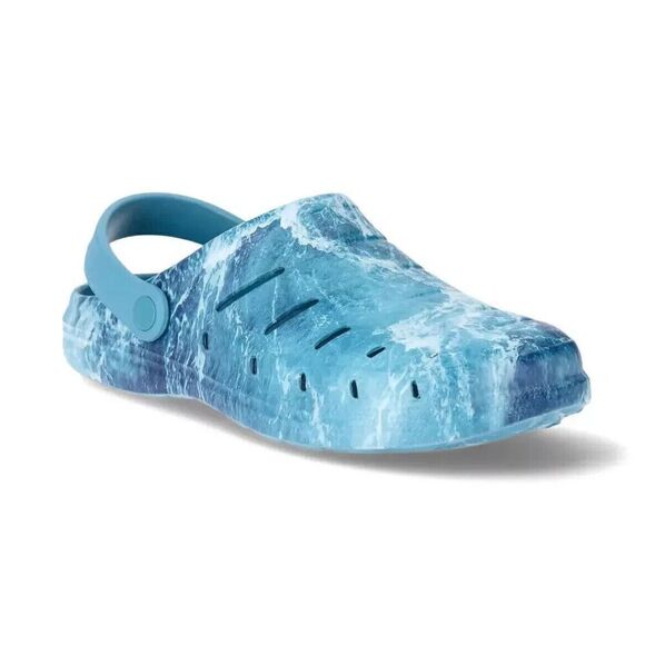 RUGGED SHARK SLIP ON CLOGS BLUE AND WHITE SIZE 12 - FREE SHIPPING - Picture 2 of 5